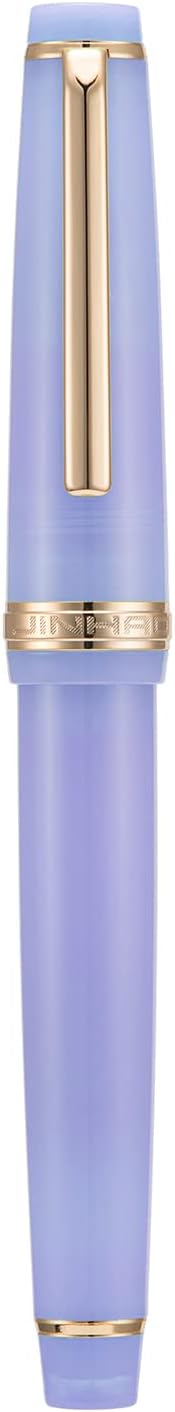 Jinhao 82 Acrylic Fountain Pen, Iridium Fine Nib with Ink Converter, Transparent Purple Classic Design Smooth Writing Pen (Gold Trim)