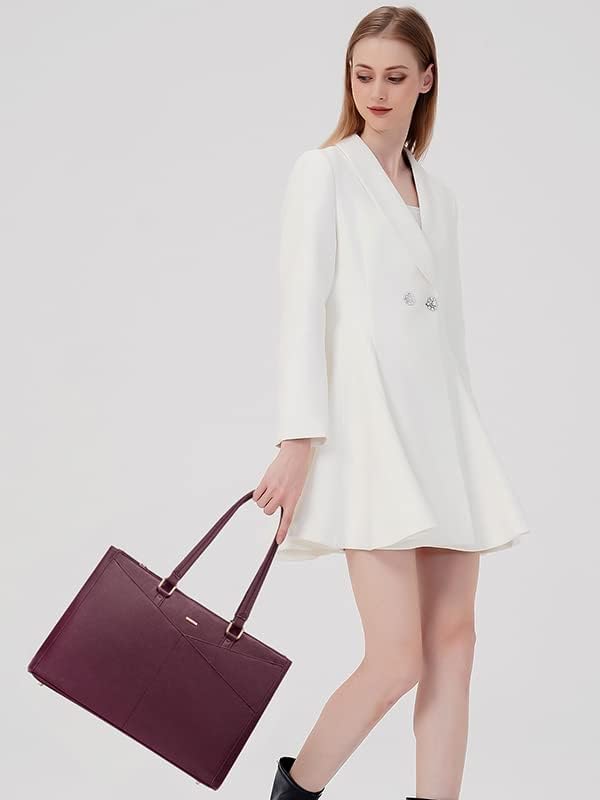 LOVEVOOK Laptop Tote Bag for Women 15.6 Inch Waterproof Leather Computer Bags Women Business Office Work Bag Briefcase Purple