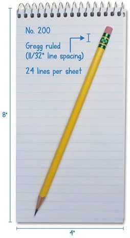 Portage Reporters Notebook – Top Bound Spiral Pocket Notepad, Steno Note Book, Perfect for Reporters & Journalists Taking Notes in the Field, Gregg Ruled – 4 x 8 In, 70 Sheets, 12 Pack