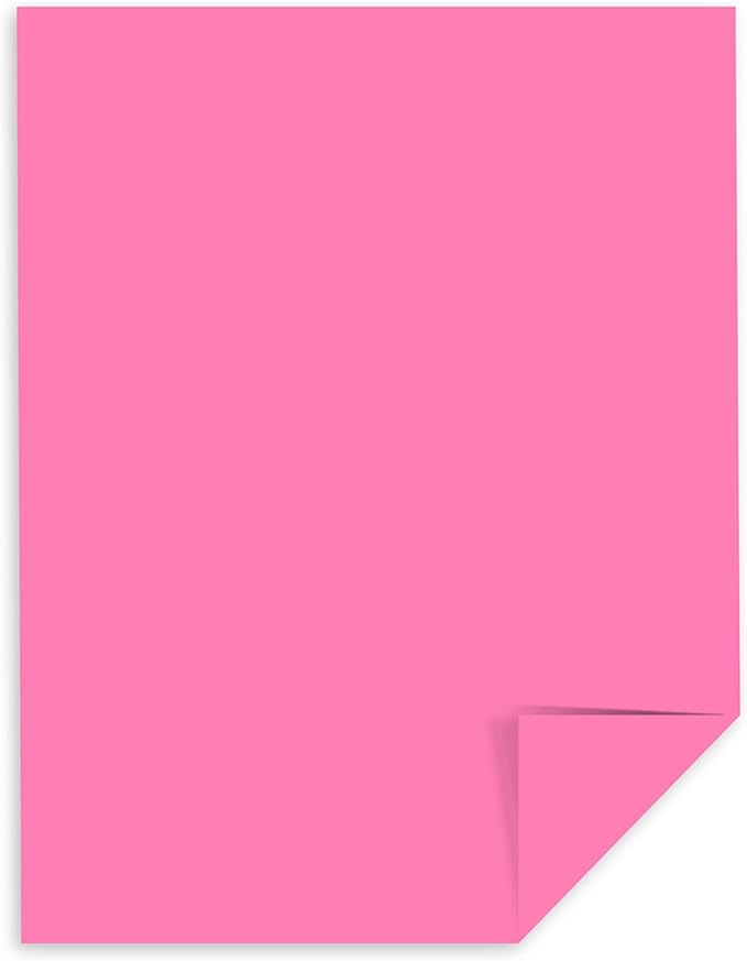 Astrobrights® Colored Card Stock, Bright Color Cover Paper, 8 1/2" x 11", FSC® Certified, 65 Lb, Pulsar Pink™, Pack Of 250 Sheets