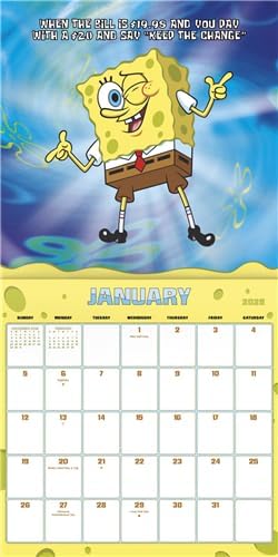 SpongeBob Squarepants Calendar 2025 - Deluxe 2025 SpongeBob Wall Calendar Bundle with Over 100 Calendar Stickers (Bikini Bottom Gifts, Office Supplies)