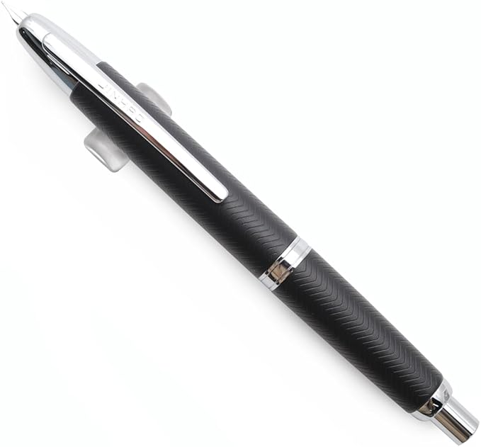 JINHAO 10 Press Fountain Pen, Retractable Metal Pen with Ink Converter (EF Nib 0.38mm, Wavy Texture Matte Black)