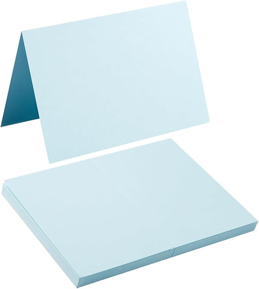 50 Pack Blank Cards Folded Cardstock Thank You Blank Greeting Cards for Invitations, Wedding, Greeting Cards, All Occasion DIY (Light Blue, 3x5)