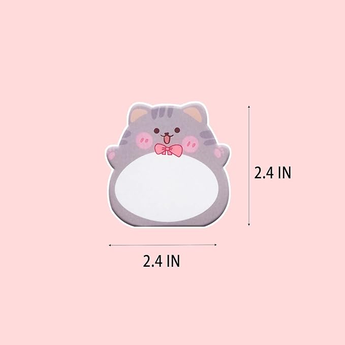 8 Packs Kawaii Kitten Sticky Notes, Cat Aesthetic Sticky Notes Set, Cartoon Inspirational Sticky Notes, Animals Shape Markers, Cute Anime Sticky Note Tabs for Office School Creative Gifts