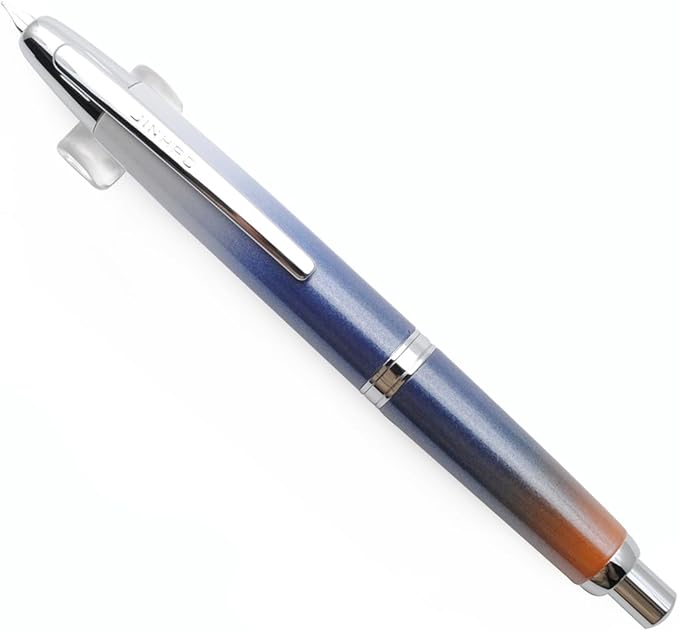 JINHAO 10 Press Fountain Pen, Retractable Metal Pen with Ink Converter (F Nib 0.5mm, Gradient Dark Blue)
