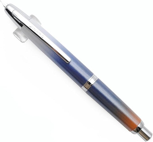 JINHAO 10 Press Fountain Pen, Retractable Metal Pen with Ink Converter (F Nib 0.5mm, Gradient Dark Blue)