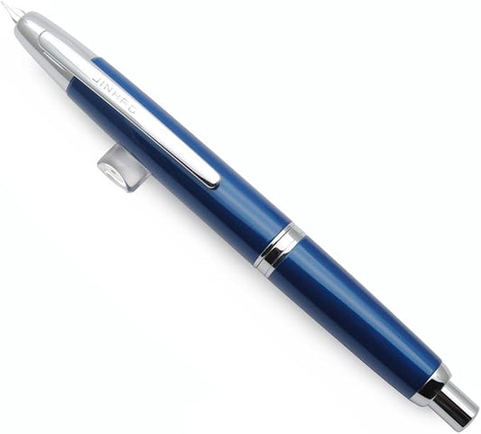JINHAO 10 Press Fountain Pen, Retractable Metal Pen with Ink Converter (EF Nib 0.38mm, Pearl Blue)