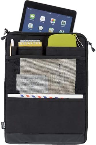 LIHITLAB Laptop Sleeve, Water & Stain Repellent, Vertical for Backpack, 7.9" x 10.2", Black (A7682-24)