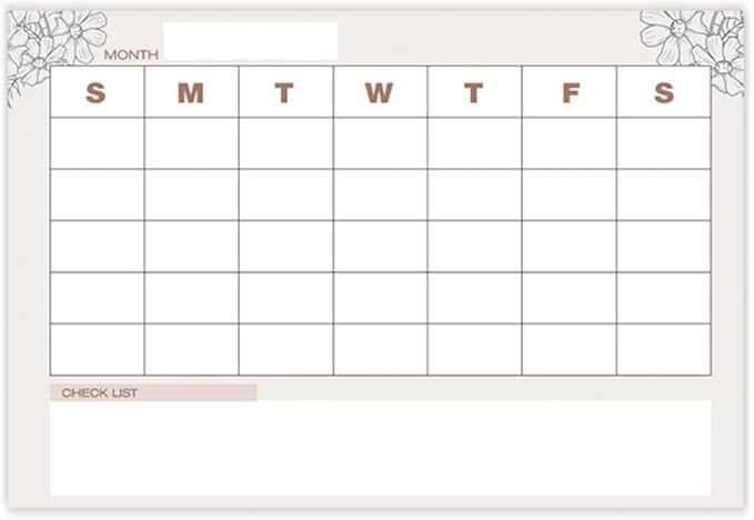 GEEKBEAR Dry Erase Refrigerator Calendar with 3 Markers - Attachable to Any Fridge with Special Suction Cups - Monthly and Weekly Designs, Acrylic - 15.7" x 10.6" (09. Flower, Monthly)