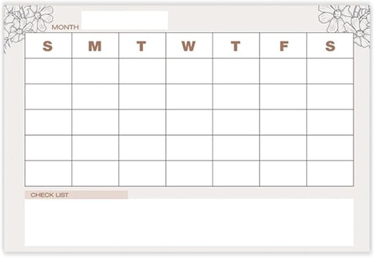 GEEKBEAR Dry Erase Refrigerator Calendar with 3 Markers - Attachable to Any Fridge with Special Suction Cups - Monthly and Weekly Designs, Acrylic - 15.7" x 10.6" (09. Flower, Monthly)