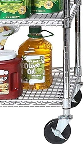 Seville Classics UltraDurable NSF Commercial Heavy Duty Metal Rolling Utility Cart, w/ Steel Shelves, Handle Bar for Restaurant, Garage, Warehouse, Kitchen, Office, Top Shelf (36"W x 18"D)