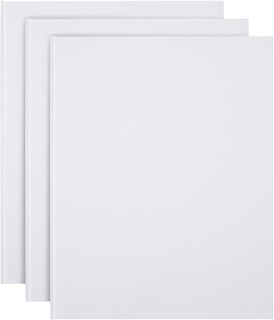 Paper Junkie 8.5x11 inch White Blank Hardcover Books for Kids to Write Stories, Unlined Scrapbook and Journal - 18 Sheets/36 Pages Each - Pack of 3