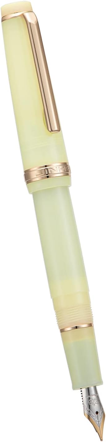 Jinhao 82 Acrylic Fountain Pen, Iridium Fine Nib with Ink Converter, Transparent Yellow Classic Design Smooth Writing Pen (Gold Trim)