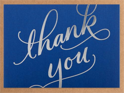 Hallmark Thank You Notes (Silver Foil Script, 40 Cards and Envelopes)