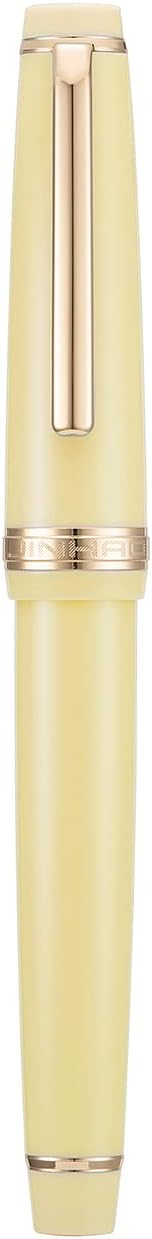 Jinhao 82 Yellow Acrylic Fountain Pen, Iridium Bent Nib Classic Design Smooth Writing Pen with Ink Converter (Gold Trim)