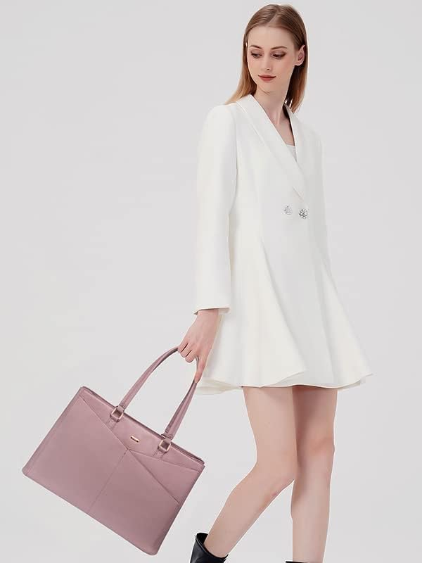 Laptop Tote Bag for Women 15.6 Inch Waterproof Leather Computer Bags Women Business Office Work Bag Briefcase Light Purple