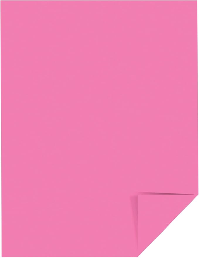 Astrobrights® Colored Card Stock, Bright Color Cover Paper, 8 1/2" x 11", FSC® Certified, 65 Lb, Pulsar Pink™, Pack Of 250 Sheets