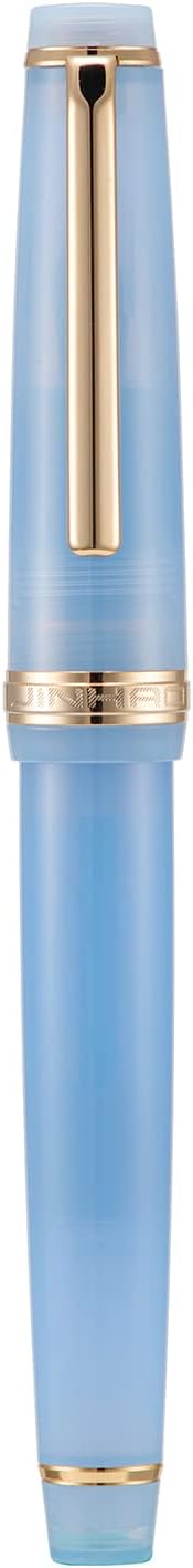 Jinhao 82 Acrylic Fountain Pen, Iridium Fine Nib with Ink Converter, Transparent Light Blue Classic Design Smooth Writing Pen (Gold Trim)