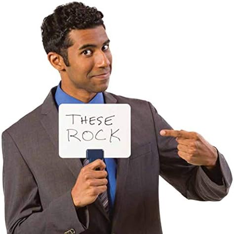 Trainers Warehouse Premium Handheld Whiteboard | Sturdy Double-Sided Dry-Erase Board with Handle | Ideal Teaching Prop for Classrooms & More (5.9" x 7.75")