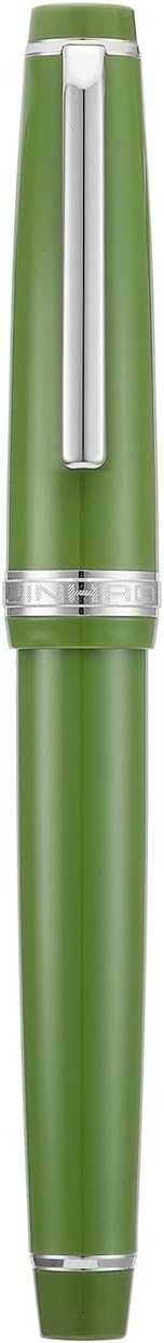 Jinhao 82 Avocado Green Acrylic Fountain Pen, Iridium Bent Nib Classic Design Smooth Writing Pen with Ink Converter (Silver Trim)