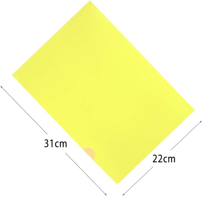 L-Type Plastic Folder Safe Project Pockets Transparent Clear Document Folder 12pcs for A4 paperPlastic Paper Jacket Sleeves in Assorted Project Folders（Yellow）