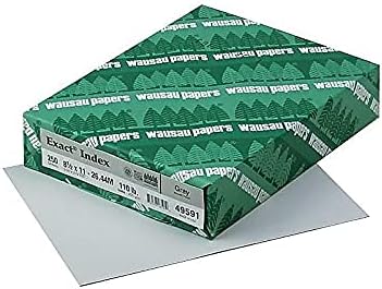 Neenah® Extra-Heavyweight Exact® Index Card Stock, 110 Lb., 8 1/2" x 11", Gray, Pack Of 250 Sheets