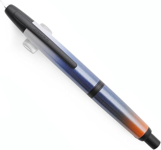 JINHAO 10 Press Fountain Pen, Retractable Metal Pen with Ink Converter (EF Nib 0.38mm, Gradient Dark Blue - Black Clip)