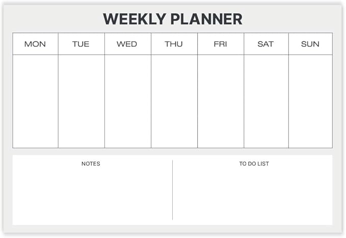 GEEKBEAR Dry Erase Refrigerator Calendar with 3 Markers - Attachable to Any Fridge with Special Suction Cups - Monthly and Weekly Designs, Acrylic - 15.7" x 10.6" (02. Modern Gray, Weekly)