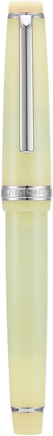 Jinhao 82 Acrylic Fountain Pen, Iridium Medium Nib with Ink Converter, Transparent Yellow Classic Design Smooth Writing Pen (Silver Trim)