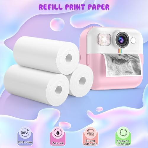 Kids Instant Print Camera Paper - 6 Rolls Thermal Printing Refill Set for Toddler Camera, Coreless Thermal Paper, Compatible with Thermal Printers