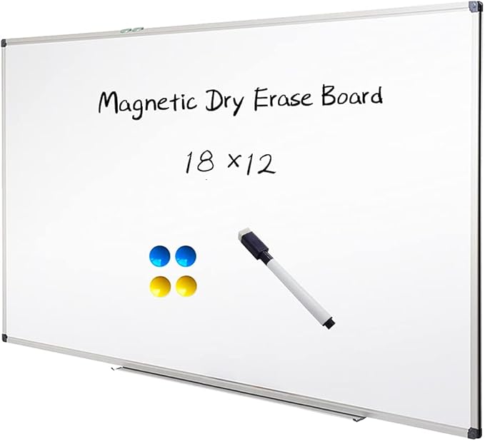 XIWODE Magnetic Dry Erase Board, Wall-Mounted whiteboard, 12 x18 inches, Exquisite Writing Board, Silver Aluminum Frame, Durable, Smooth Board Surface is Easy to Write and Clean