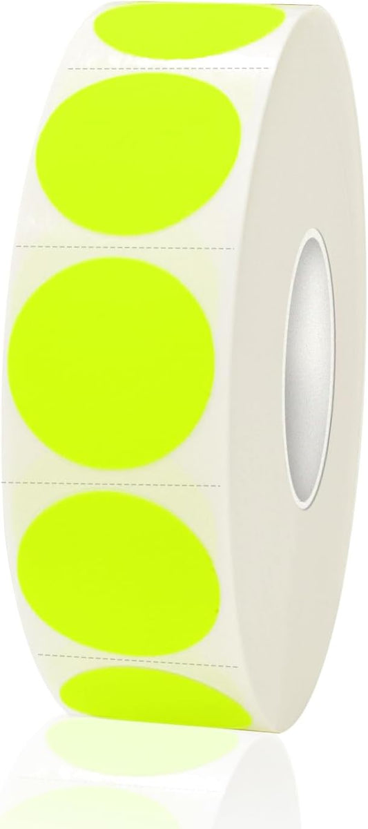 1200 Pieces 0.75 Inch Round Color Coding Label Garage Sale Stickers Yard Sale Price Stickers Permanent Adhesive Dots Stickers,Easily Writable with Perforation Line (Fluorescent Yellow)