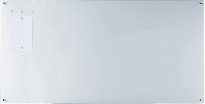 Audio-Visual Direct Magnetic White Glass Dry-Erase Board Set - 6' x 4' - Includes Magnets, Hardware & Marker Tray