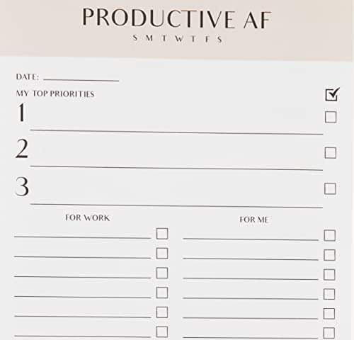 Productive AF Notepad, Daily Planner, Simple Pink Notepad, Organizer, To - Do Lists, Size A5, Undated Planner (50 Sheets),