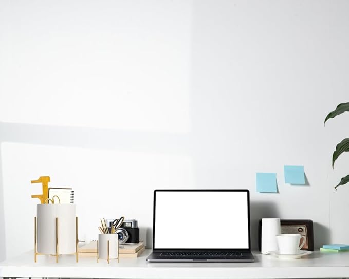 Large Office Pen Holder,Gold and White Desk Organizers for Office, home, wedding, kitchen