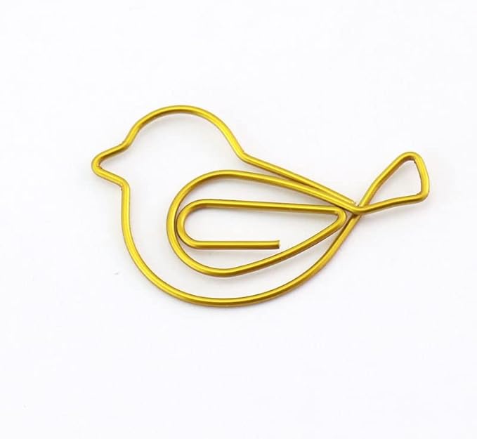 Gold Bird Shape Paper Clips Animal Shaped Paperclip Cute Bird Bookmark in Box Office Bookmark Clips for Document Organizing Book Mark Office Home School Supplies