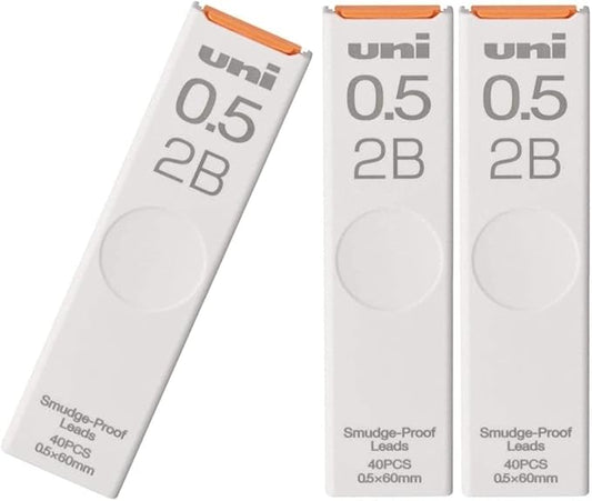 Uni Japan, Uni Mechanical Pencil Core Lead Refill Smudge-Proof 0.5 2B Sliding Case UL-S-0.5-402B 3 Packs 120pcs With Kanji LOVE Sticker