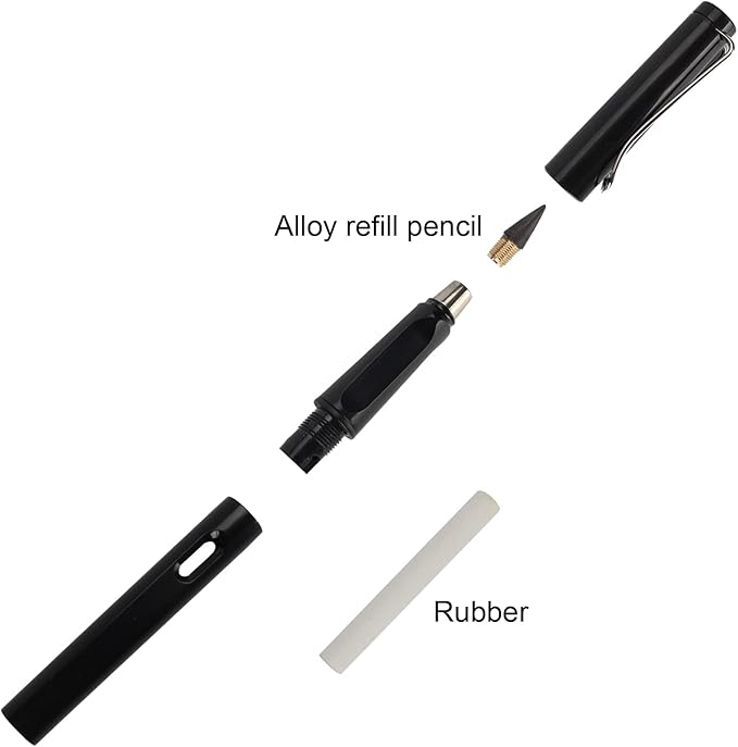 8Pcs Infinity Forever Pencil Christmas Gifts - 0.7mm Infinite Everlasting Metal Inkless Pencils Set with Eraser, No Need Sharpened, Replace Mechanical Pen for Sketch, Drawing and Writing