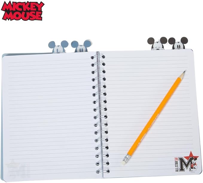 Innovative Designs Disney Mickey Mouse Journal Notebook, Spiral Bound, 96 Lined Pages, 8 x 7 inches, Grey