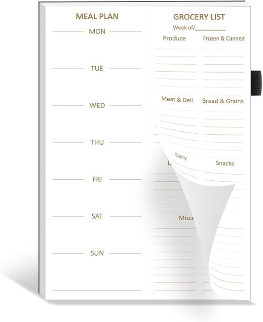 Weekly Meal Planner and Grocery List Magnetic Notepad. 10" x 7" Meal Planning Pad with Tear Off Shopping List. Family Dinner Menu & Meal Prep Plan. 52 Sheets
