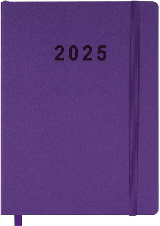 2025 Planner - Weekly and Monthly Planner Jan to Dec 2025, Vegan Leather Cover, Elastic Closure, 7”x9.25”, Purple
