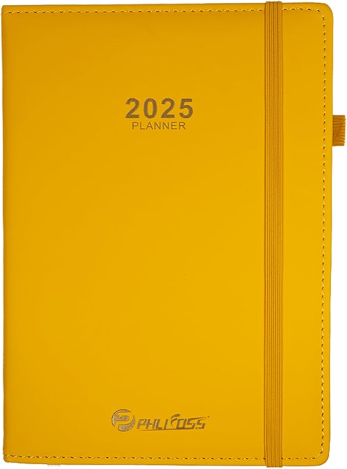 2025 Daily Planner/Appointment Book, One Page Per Day, Jan - Dec 2025, Annual Daily Monthly Agenda Planner with Hourly Schedule and Monthly Tabs, 5.7" x 8.3" Calendar Planner (5-Yellow)