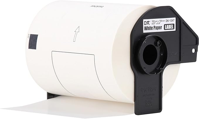 Brother Genuine DK-12473PK Die-Cut Large Shipping Paper Labels, 4.07 in x 6.4 in (103 mm x 164 mm) Large Shipping White Paper Labels, 180 Labels per Roll, (3) Rolls per Box, DK12473PK