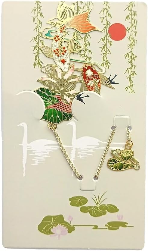 MOZART Gift Box Koi Carp Chinese Style Brass Bookmark Classical Mythological Characters Mountain and Sea Sutra Series Creative Cultural Copper Bookmark Metal Bookmarks