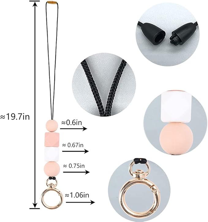 POPLOPP 4PCS Teacher Lanyards for ID Badges and Keys, Cute Silicone Beaded Lanyard for Women Nurse Employees Students