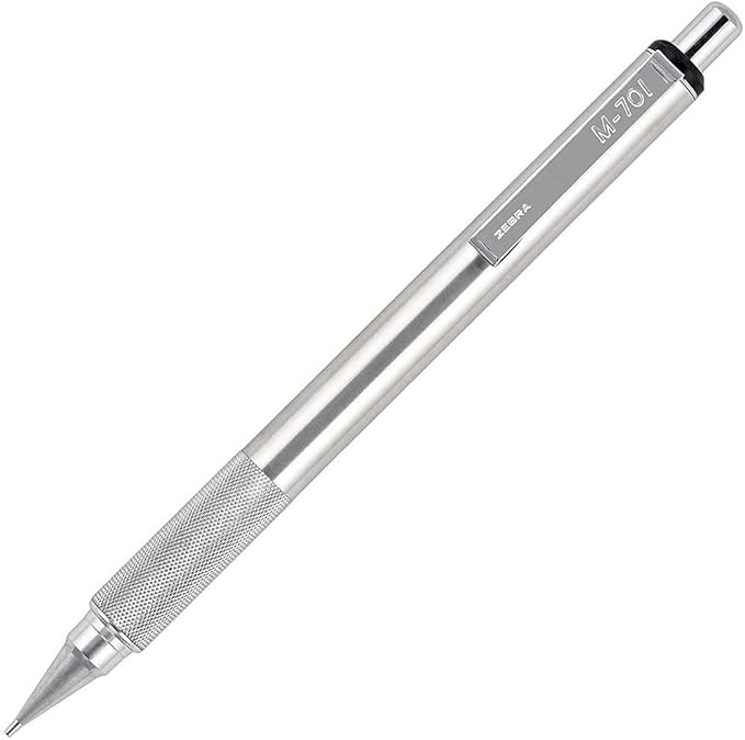 Zebra Pen M-701 Mechanical Pencil, Stainless Steel Barrel, Medium Point, 0.7mm, 1-Pack
