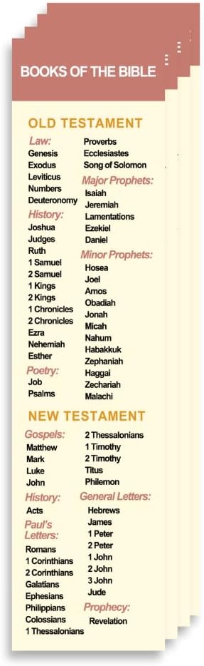 8'X2' Books of The Bible Bookmarks | Christian Church Bookmark Gift in Packs (Pack of 4)