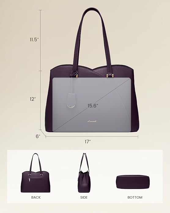 LOVEVOOK Laptop Tote Bag for Women, Work Bags Teacher Tote Bag, Leather Computer Bag Purses Handbag Professional Briefcase
