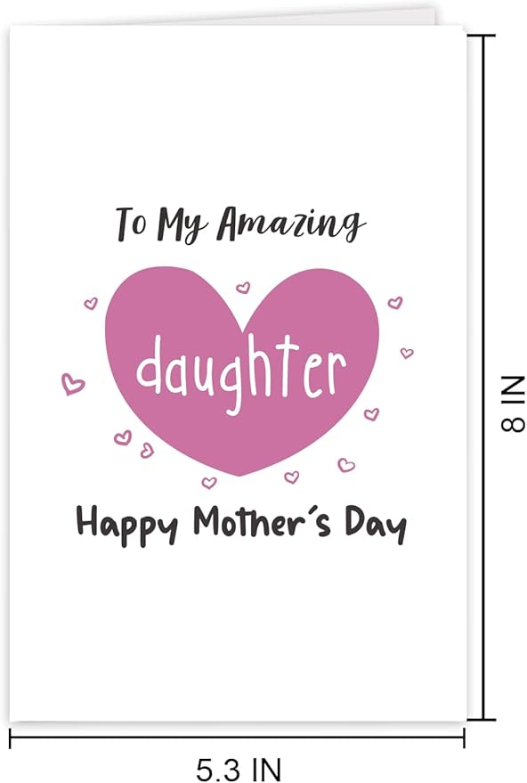UUEFKTN Cute Mother's Day Card Gift for Daughter, Amazing Daughter Mothers Day Card Gift, Happy Mother's Day Card From Dad Mom Parent, Daughter Gift On Mothers Day