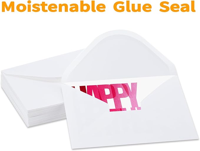 102 Pack Happy Birthday Cards Bulk Box Set with Envelopes 4 x 6 inch, Blank Inside, 6 Designs for Students, Work, Office, Colorful Ombre Font (Plus 102 Pack Envelopes)